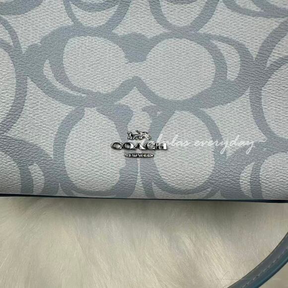 Coach Laurel Small Shoulder Bag In Sketch Signature Canvas In Ice Blue CBI05 NWT - Picture 9 of 9